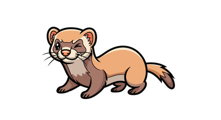 Obraz premium A cartoon ferret with brown and tan fur, winking. Thick black outlines. White background