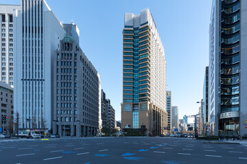 (東京都ｰ都市風景)青空の日比谷ビル群２