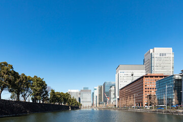 (東京都ｰ都市風景)青空の日比谷ビル群４