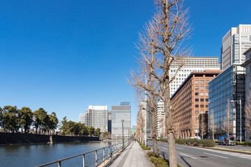 (東京都ｰ都市風景)青空の日比谷ビル群９