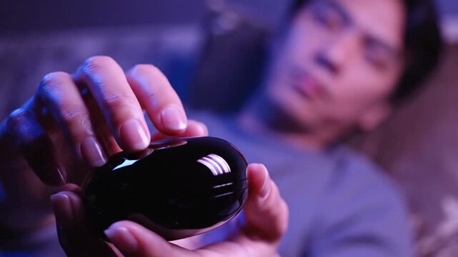 Man holding a computer mouse cursor.