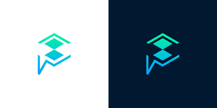 Modern abstract financial tech logo with upward arrow design, representing growth, data analysis, and business development. Dynamic gradient icon for digital solutions