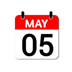 Fototapeta premium May 5th Daily Calendar Icon Vector - Flat Red and White Date Page Symbol for Business Schedules, Event Planning, Deadlines, and Time Management Apps