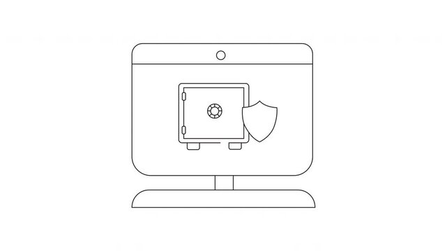 Secure Online Banking - A Digital Safe with Shield Illustration.
