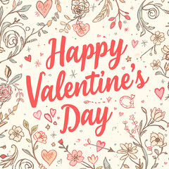 Obraz premium Happy Valentine’s Day Banner Template with Hearts, Shapes, and Red-White Gradient Background Romantic Design Elements