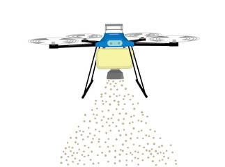 ドローンで肥料の散布作業をしているイラスト素材