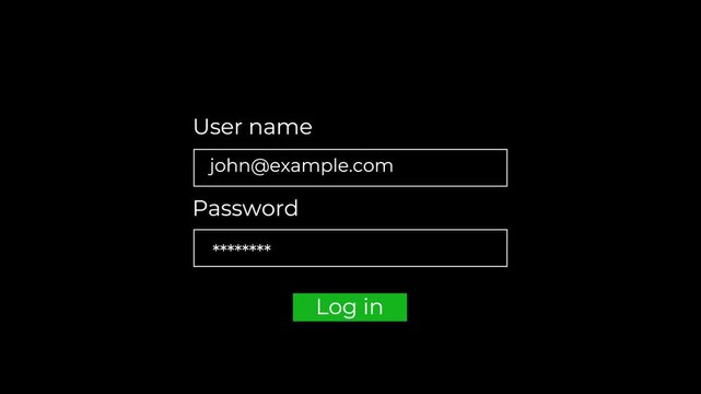 minimal ui form animation with text fields and button for app interface.