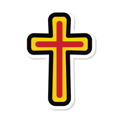 Obraz premium A cross symbol with yellow, red, and black colors