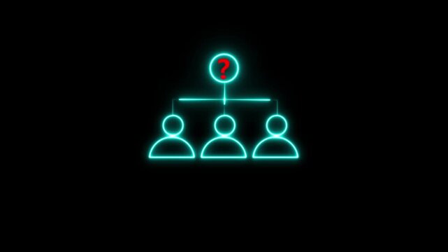 An abstract digital chart showcasing a team structure with glowing neon outlines, representing modern collaboration and organizational planning.