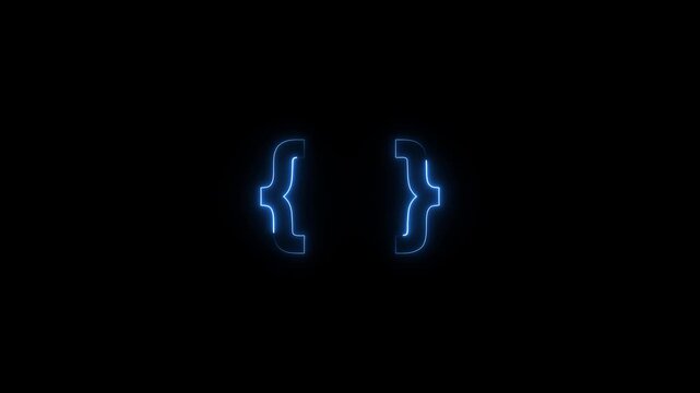 Glowing abstract neon close bracket symbol on a dark background. Perfect for coding visuals, digital design, or tech interfaces.