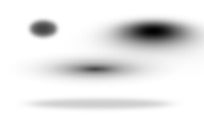 Soft black gradient shadow overlay set, round and oval shapes, vector illustration isolated PNG with Transparent Background