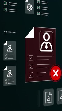 Interface featuring multiple user profile cards and green checkmarks indicating successful system clearance.