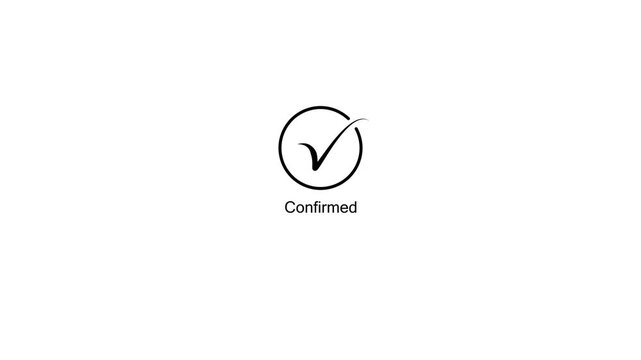 Confirmation checkmark symbol on a transparent background with the text Confirm, approval and approval check symbol, confirmation approved sign, success symbol.