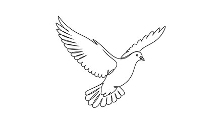 Obraz premium Flying Dove Outline Illustration