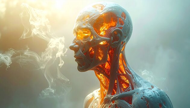 A full human figure with a hollowed core,_outer form intact,_inner structure absent