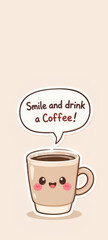 Coffee Cartoon with Quote