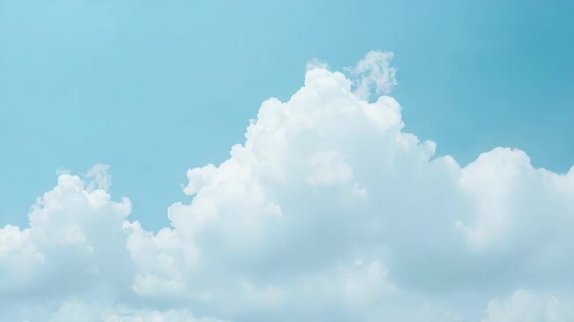 Fluffy white cloud against clear blue sky bright serene atmosphere cumulus cloudscape sky blue