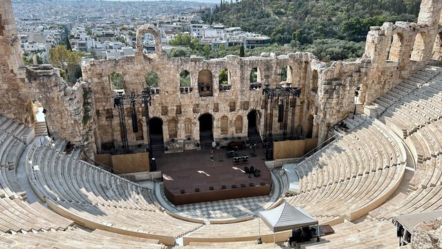 Ancient Odeon of Herodes Atticus: Iconic Athens Amphitheater Aerial View