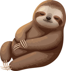 Fototapeta premium Cute Sloth Sleeping Peacefully In Brown Tones Vector Illustration Flat Design