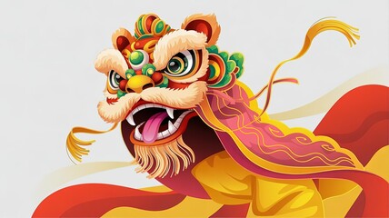 Traditional Chinese Lion Dance Barongsai Celebration Illustration. made with generative Ai
