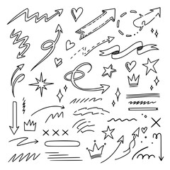 Expressive hand sketched abstract doodle elements vector pack © MdNipon