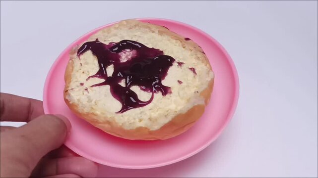 Footage of Blueberry Cream Cheese Round Bread 