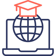 Online Education line color icon