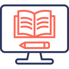 Digital Learning line color icon