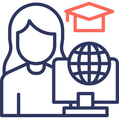 Distance Education line color icon