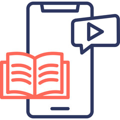 Mobile Learning line color icon
