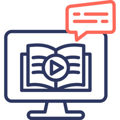 Online Course line color icon