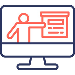 Online Training line color icon