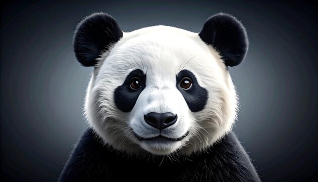 Close-up Portrait of a Giant Panda Bear with Dark Background.