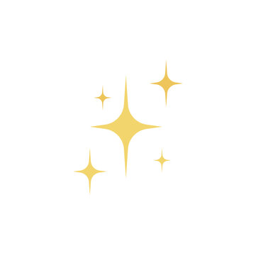 Gold sparkle stars. Twinkling stars. Sparkles, shining burst. Vector illustration.