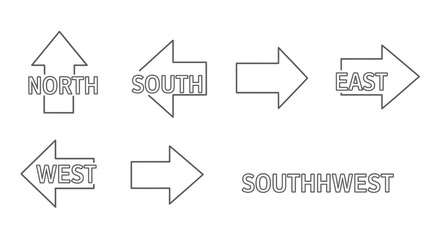 Navigation Directional Arrows North South East West Icons on Isolated White Background © IMRONI
