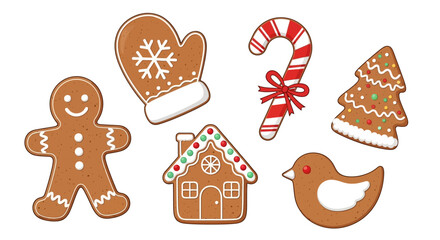 Fototapeta premium decorated gingerbread cookies festive christmas shapes isolated on white perfect for holiday designs and winter baking.