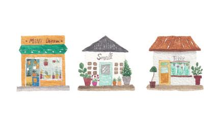 Store watercolor illustration for marketing
