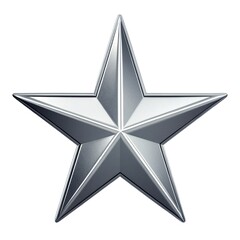 Obraz premium Shiny Silver Star Icon – 3D Illustration, Silver Star 3D Symbol – Isolated Object