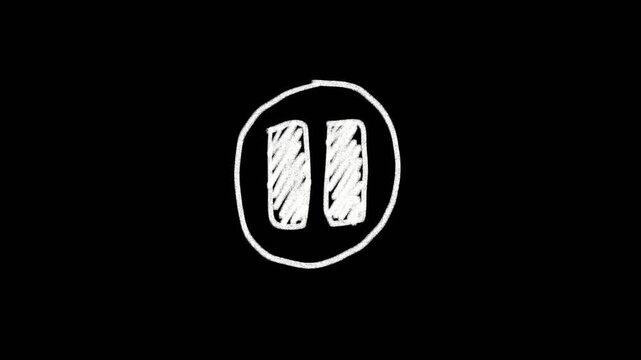 Play and pause video icon frame by frame stop motion animation on a white and black background, perfect for motion graphics, comics, or energetic