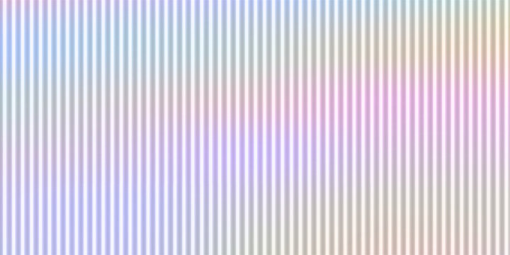 Holographic glass distortion in pastel lilac, peach and sky blue. Blurred ripple stripes with glossy vertical gradient, vector illustration