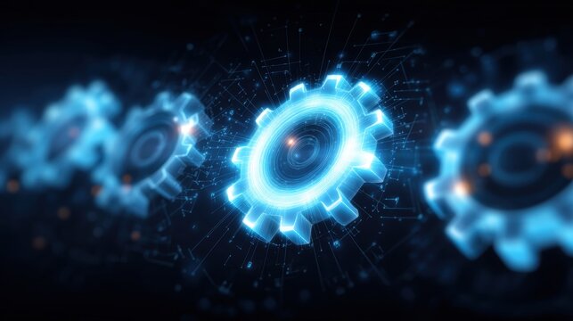 Abstract Digital Background Featuring High-Fidelity Blue Cogs and Mechanisms in a Futuristic Design
