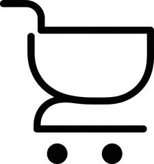 Fototapeta premium Black minimalist shopping cart icon, isolated on transparent background.