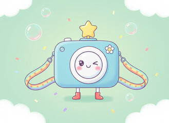 パステルカラーのかわいいカメラのイラスト
Generative AI 