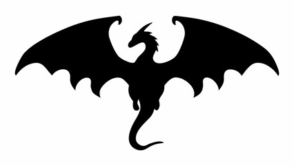 Fototapeta premium Stunning black dragon silhouette with wings spread