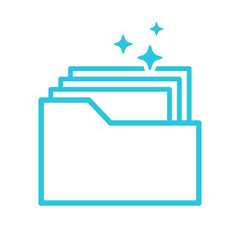Folder, Report, data icon. Isolated on white background. Blue icon