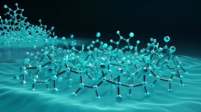 Molecular Structure quantum optimization Animation in Teal Liquid