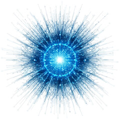 Obraz premium Vibrant blue network connections radiate from central glowing hub