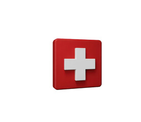 Fototapeta premium A vibrant 3d icon of the swiss flag or medical symbol isolated on transparent background