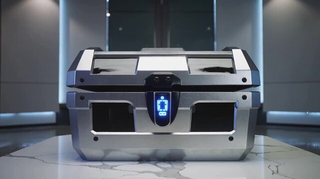 Futuristic Metal Case with Digital Lock Opening.