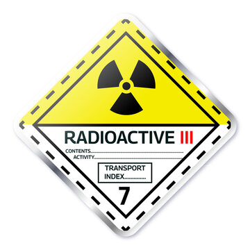 UN Class 7 Radioactive III Yellow Transport Hazard Label Icon